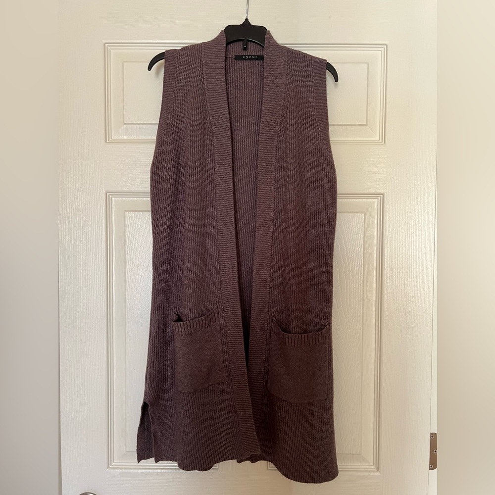 Cyrus long open front sleeveless sweater